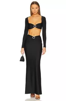Платье Khanums X Revolve Long Sleeve Bustier Gown, черный
