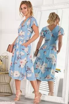 Платье Kiley из сетчатой ткани с запахом спереди Jolie Moi, синий