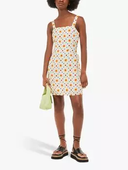 Платье Kimmy с цветочным принтом и бриллиантами Whistles, цвет слоновой кости/мульти