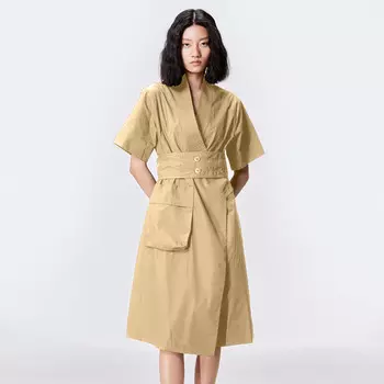 Платье-Кимоно с запахом из хлопка Smart And Joy, бежевый