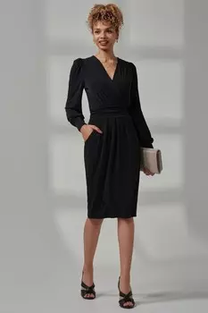 Платье Kinslee с длинными рукавами и поясом Jolie Moi, черный