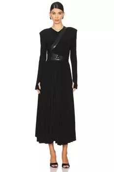 Платье-Клеш с длинными рукавами и подплечниками Norma Kamali, черный