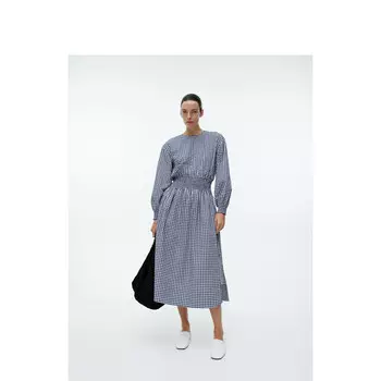 Платье клетчатое Arket женское, темно-синий / белый