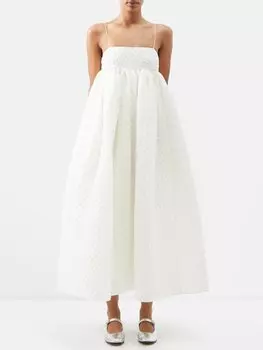 Платье-клоке из смесового льна edition beth с квадратным вырезом Cecilie Bahnsen, белый