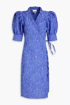 Платье-клоке с запахом и оборками GANNI, лавандовый