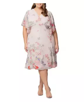 Платье коктейльное Plus Size Breezy Border Print Kiyonna, коричневый/бежевый