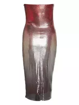 Платье-кольчуга с эффектом омбре от Наоми Rabanne, красный