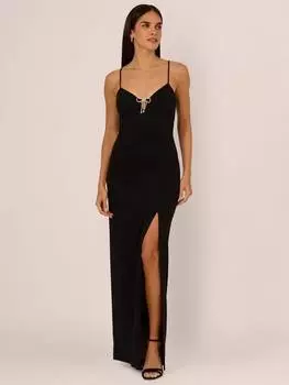 Платье-колонка из трикотажного крепа adrianna by Adrianna Papell, черный