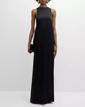 Платье-колонна без рукавов с завязками на спине Saint Laurent, цвет Nero