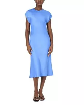 Платье-колонна миди Ennis Satin FRENCH CONNECTION, синий