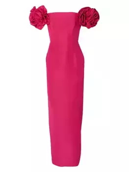 Платье-колонна с открытыми плечами и цветочным принтом Carolina Herrera, цвет begonia