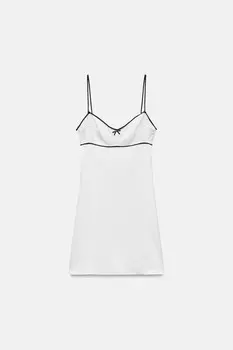 Платье-комбинация атласного типа ZARA, белый