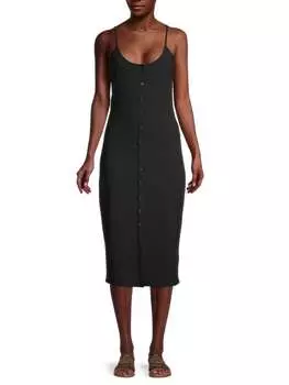 Платье - Комбинация Bebe в рубчик, черный