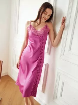 Платье-комбинация, без халата Shein, розовый