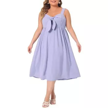 Платье-комбинация больших размеров для женщин, милые с бантом, струящиеся платья миди Agnes Orinda, фиолетовый