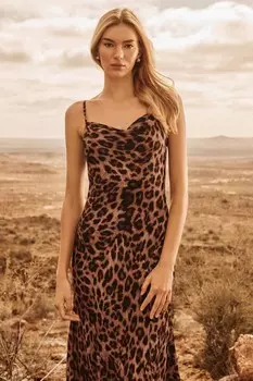 Платье комбинация Charlize с воротником хомутиком Forever New, коричневый