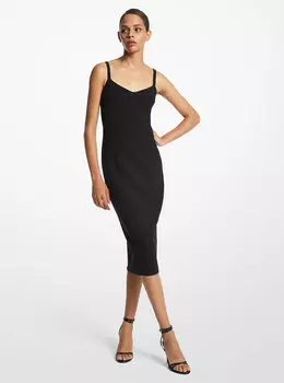 Платье-комбинация из эластичной шерсти Michael Kors, черный