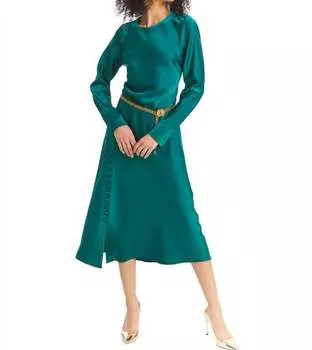 Платье-комбинация из атласа цвета изумруда ALLISON NEW YORK, цвет emerald