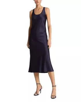 Платье-комбинация из атласа Michael Kors Collection, синий