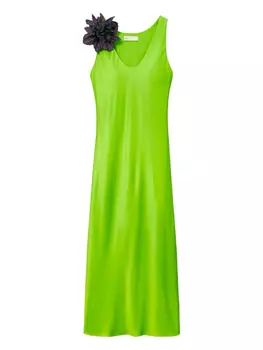 Платье-комбинация из атласа Tory Burch, зеленый