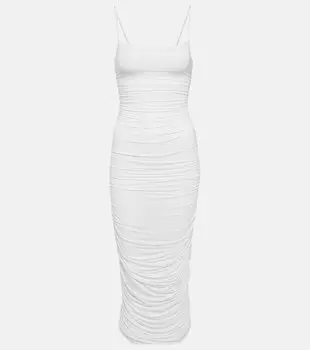 Платье-комбинация из джерси со сборками WARDROBE.NYC, белый