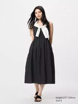 Платье-Комбинация из льна Uniqlo, цвет 09 черный