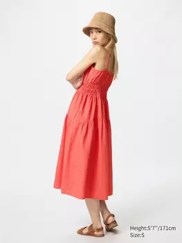 Платье-Комбинация из льна Uniqlo, цвет 24 оранжевый
