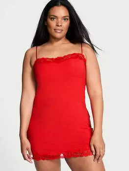 Платье-Комбинация из мягкого модала с кружевной отделкой и прямым вырезом Victoria'S Secret, красный