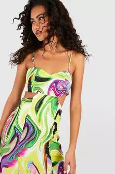 Платье-комбинация из мрамора Boohoo, зеленый