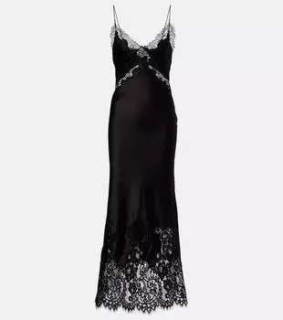 Платье-комбинация из сатина с кружевной отделкой Tamera Rebecca Vallance, черный