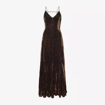 Платье-Комбинация макси из бархата с тигровым принтом Amy Lynn, коричневый