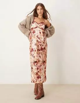 Платье-комбинация макси с анималистичным принтом Miss Selfridge