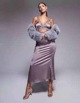 Платье-комбинация макси с вырезами из кружева Mimi из норки Never Fully Dressed