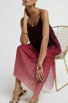Платье комбинация миди цвета омбре River Island, красный