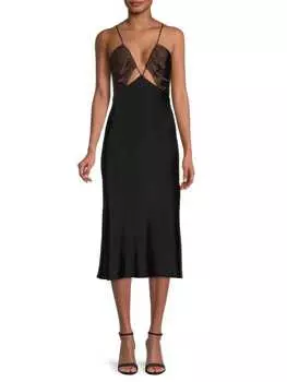 Платье-комбинация миди ET OCHS с вырезами harper, chocolate