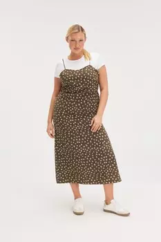 Платье-Комбинация миди Monki, коричневый