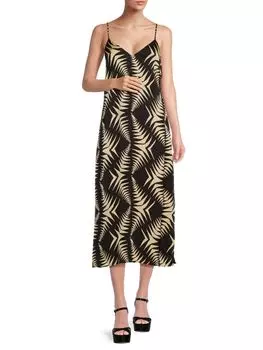 Платье-комбинация миди с геометрическим принтом Ba&Sh, цвет Black Cream