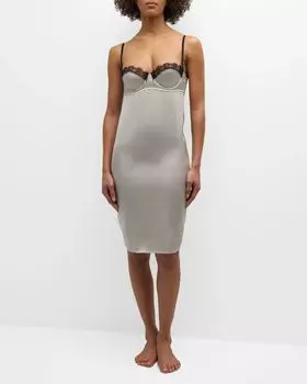 Платье-комбинация миди с кружевной отделкой в форме сердца Kiki De Montparnasse, цвет Gris