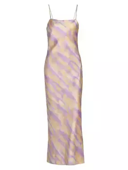 Платье-комбинация миди с воротником-хомутом Ikat Tie-Dye Vince, цвет sunset