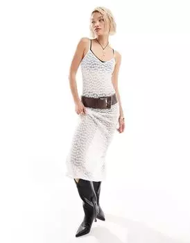 Платье-комбинация на бретельках 90-х годов Bailey Rose из кружева с цветочным принтом