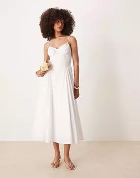 Платье-комбинация Nia Alice с турнюром белого цвета