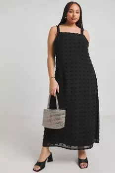 Платье-Комбинация оверсайз добби Simply Be, черный