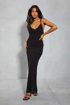 Платье-комбинация премиум-класса с драпировкой и воротником-стойкой MISSPAP, черный