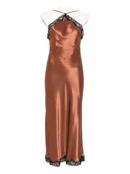 Платье-комбинация Rixo с кружевной отделкой, коричневый