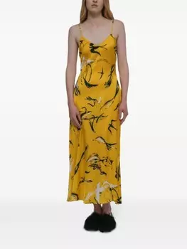Платье-комбинация Rosetta Getty Painted Birds-print, желтый