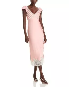 Платье-комбинация с кружевной отделкой Brinkley LoveShackFancy, розовый