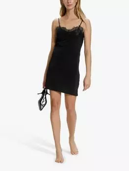 Платье-комбинация с кружевной отделкой clara Soaked In Luxury, черный