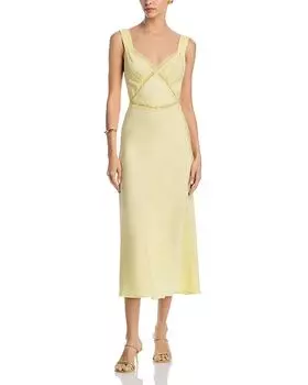 Платье-комбинация с кружевной отделкой Emory Bardot, желтый