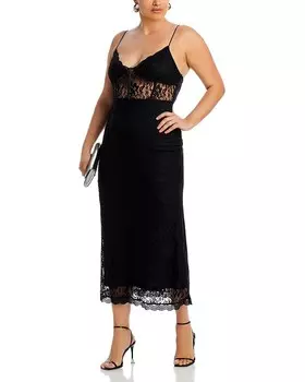 Платье-комбинация с кружевным корсетом AQUA, черный