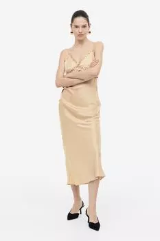 Платье-комбинация с оборками H&M, бежевый